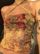 Halter Mesh Floral Crop Cami Top